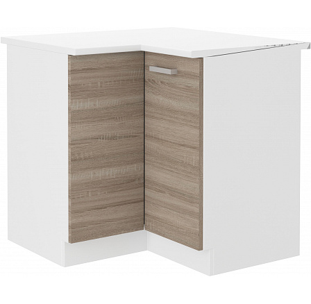 Dolní rohová skříňka DAVIS - 89x89 ND 1F ZB, Bílá/Dub Sonoma Trufla