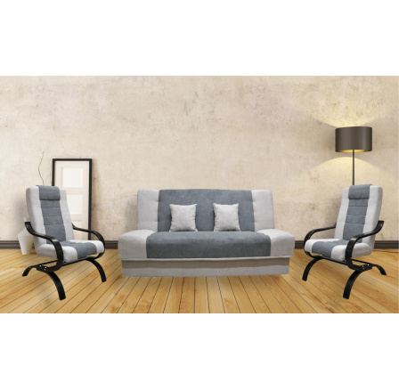 Sedacia súprava Jola 3F+1+1 sivá/drevo wenge