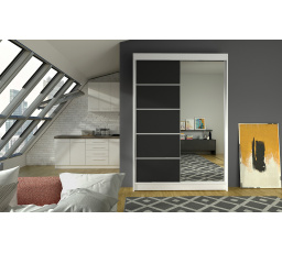 Šatníková skriňa LINORA III 120, Biela/Čierna