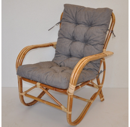 Ratanové kreslo Nilam vankúš svetlosivé zvýraznenia