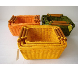 Súprava ratanových košov 3 varianty zelená