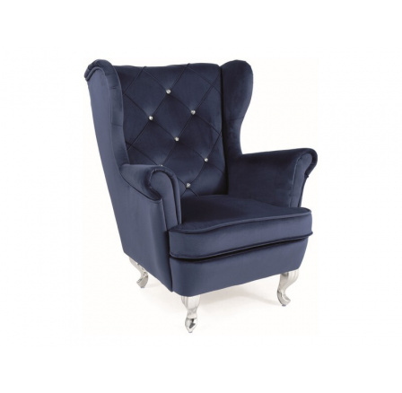 Detské kreslo LILI VELVET, Modrý Bluvel 86/Strieborná Detské kreslo LILI VELVET, Modrý Bluvel 86/Strieborná