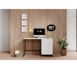 Písací stôl Asha 120, biely mat / čierny rám