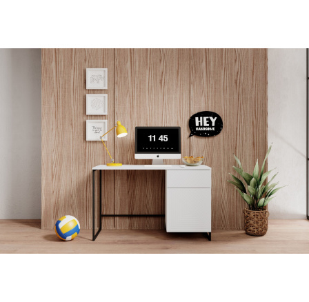 Písací stôl Asha 120, biely mat / čierny rám Písací stôl Asha 120, biely mat / čierny rám