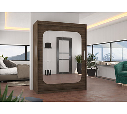 Posuvná skriňa so zrkadlom CLEVER 150 Choco+Choco