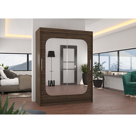 Posuvná skriňa so zrkadlom CLEVER 150 Choco+Choco