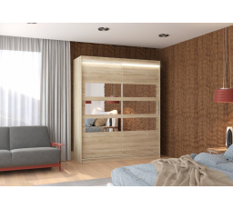 Posuvná skriňa so zrkadlom a LED osvetlením TOLEDO 180 Sonoma+Sonoma