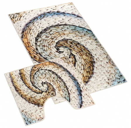 Kúpeľňová sada predložiek 3D 60x100+60x50cm Oblázky béžové