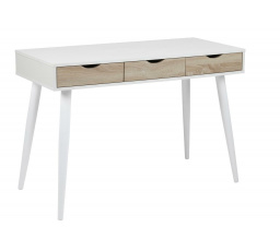 Písací stôl Scandi biely/ bielené zásuvky