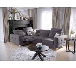 Rohová sedacia súprava MALIBU, relax s funkciou spania 185x250 cm - sivá, ľavá