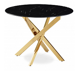 Stôl BALI Sklenený 100 cm Čierny Mramor/Zlatý