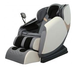 Polohovacie kreslo s masážnou a vyhrievacou funkciou SOLARIA, Krémová/Šedá ekokoža