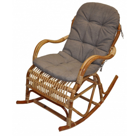 Hojdacie kreslo Klasik ratan semambo prírodné - vankúš sivý