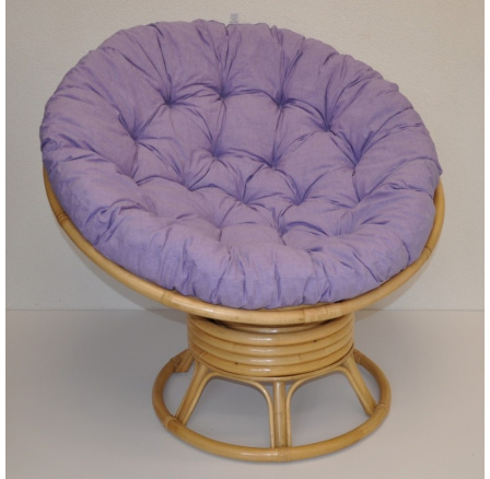 Ratanový papasan hojdací medový poduška fialový melír