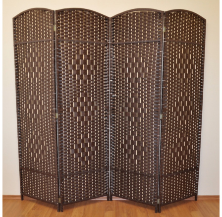 Štvordielna šnúrová zástena tmavohnedá