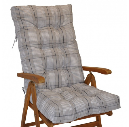Poduška na teakové záhradné kreslo vysoké - látka Antik kocka