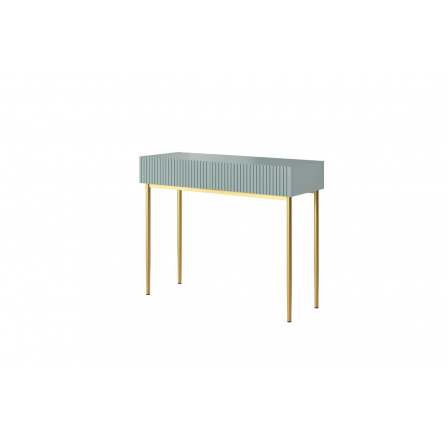 Moderný toaletný stolík Nicole - šalvia MDF / zlaté nohy Moderný toaletný stolík Nicole - šalvia MDF / zlaté nohy