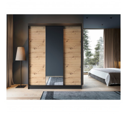 Posuvná skriňa ESVILLE III, Dub Artisan/Čierna Matná