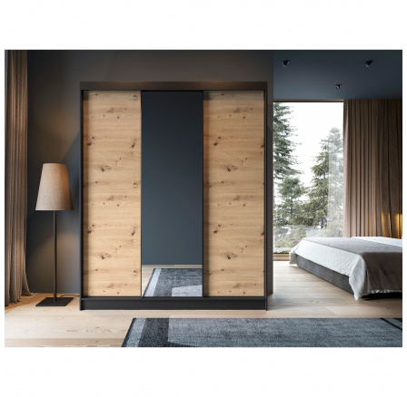 Posuvná skriňa ESVILLE III, Dub Artisan/Čierna Matná