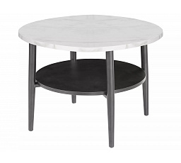 Konferenčný stolík ELLA B, Biely efekt mramoru / Čierna