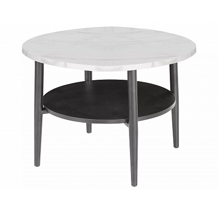 Konferenčný stolík ELLA B, Biely efekt mramoru / Čierna