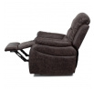 TV a relaxačné kreslo, manuálne polohovateľné, čalúnenie hnedá látka vo vintage dekore k