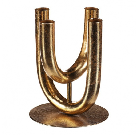 Svícen kovový - čtyřramenný, na kónické svíčky, zlatý Svícen kovový - čtyřramenný, na kónické svíčky, zlatý