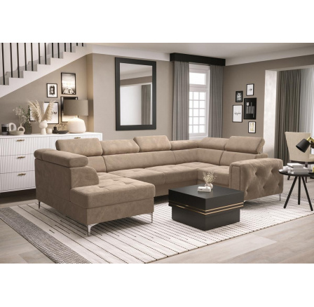 Rohová sedacia súprava ORION MAX II s funkciou spania 165x350x185 cm - béžová, pravá