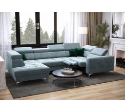 Rohová sedacia súprava TOSCANIA MAX I, relax s funkciou spania 170x350x185 cm - modrá, pravá