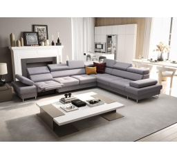 Rohová sedacia súprava s funkciou spania a relaxácie GALAXY MAX 350x280 cm - sivá, pravá