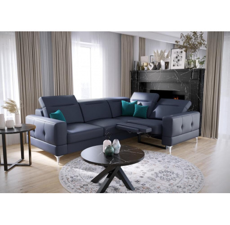 Rohová sedacia súprava MALIBU, relax prírodná koža 185x250 cm - pravá, Modrá koža Rohová sedacia súprava MALIBU, relax prírodná koža 185x250 cm - pravá, Modrá koža