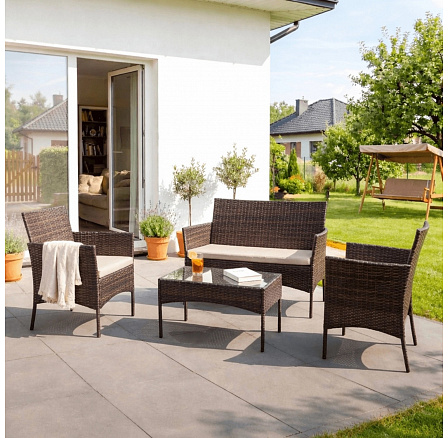 Súprava Záhradného Nábytku MISSISIPI Hnedá/Béžová