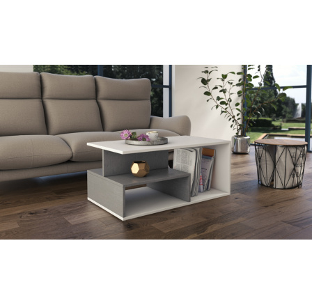 Konferenčný stolík PABLO, Betón/Biela