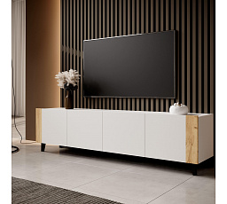 TV komoda FARO, biela matná / dub craft