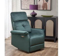 Polohovacie kreslo SEMIR s USB, Tmavozelená