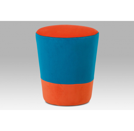 Zarážka na stoličku, kombinácia čalúnenia z modrého a oranžového mikroplyšu, nosnosť 80 kg