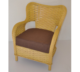 Ratanové kreslo Tokyo medové polster hnedý melír