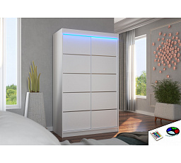 Posuvná skriňa s LED osvetlením BENISSO 120 Biela+Biela
