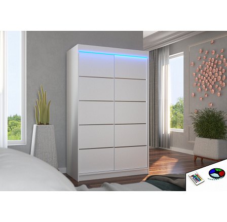 Posuvná skriňa s LED osvetlením BENISSO 120 Biela+Biela