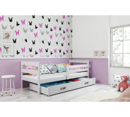 Detská posteľ ERYK 80x190 cm so zásuvkou, s matracom, Biela/Biela