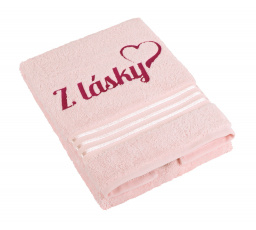 Froté uterák 50x100 cm 500g Línia ružová s výšivkou Z lásky