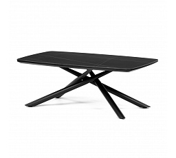 Stôl konferenčný, doska spekaná keramika 120x70cm, čierny mramor, nohy čierny kov