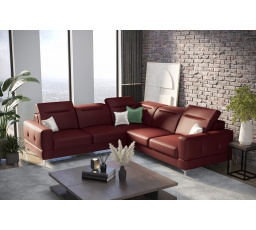 Rohová sedacia súprava MALIBU MAX 250x250 prírodná koža - pravá, Bordová koža
