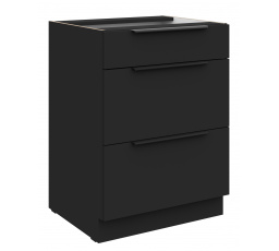 Dolná skrinka SIENA - 60 D 3S BB, Čierna mat/Čierna mat