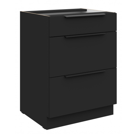 Dolná skrinka SIENA - 60 D 3S BB, Čierna mat/Čierna mat