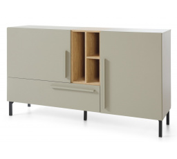 Komoda SERGIO SE 6, Eukalyptus/Dub Baltic Dune/čierny ónyx