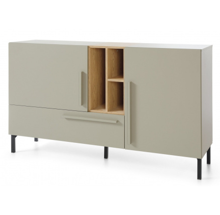 Komoda SERGIO SE 6, Eukalyptus/Dub Baltic Dune/čierny ónyx