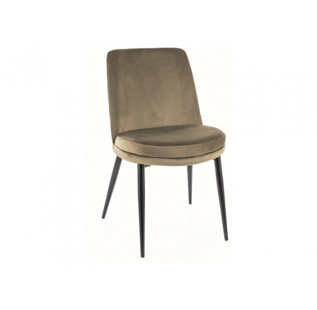 Jedálenská stolička KAYLA VELVET, olivová Bluvel 77/čierna matná