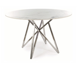 Jedálenský stôl MURANO 120 cm, efekt bieleho mramoru/chróm