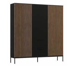 Meorati 185 Šatníková skriňa čierna/Artisan Oak Matte Black, Artisan Oak 185x200